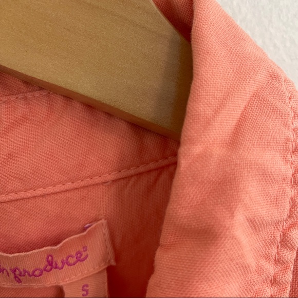 Fresh Produce 100% Cotton Peach Button Down Shirt Dress - Picture 3 of 10